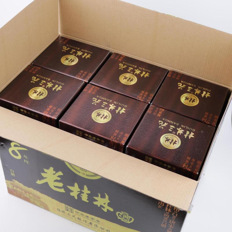 老桂林酒45度白酒8陈酿老三花粮食米香整箱500mlX6瓶广西特产包邮