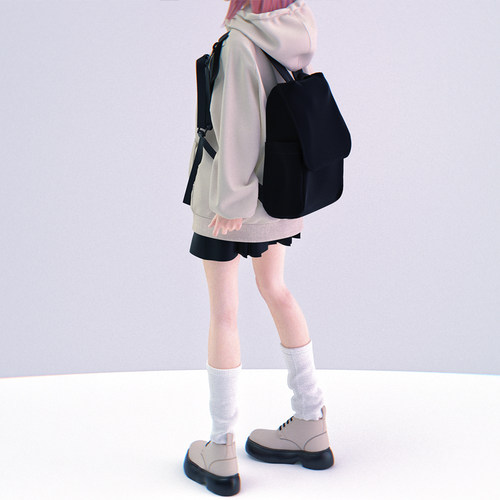 YONAIGA+ 原创简约ins双肩包女 高中学生初中生书包电脑背包女 - 图0