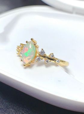 S925银戒指空托 马目4*8mm镀18K白金玫瑰金黄金色 女 镶嵌