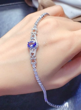 时尚S925纯银手链5*7mm椭圆形 银空托 镀18K白金  女 银托