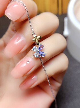 时尚s925银手链空托坦桑石