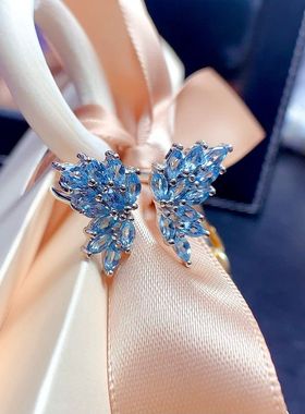 S925银群镶戒指 空托 马目2*4mm镀18K白金玫瑰金黄金色 女 镶嵌