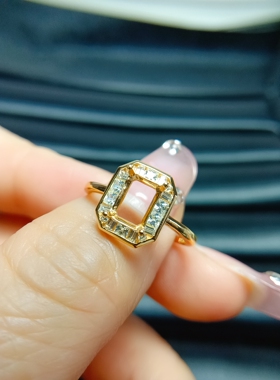 925银戒指空托长方5*7女