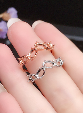 纯银镀18k白金宝石女戒