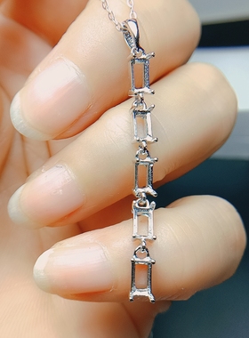 S925银吊坠空托长方3*5mm