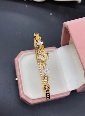 S925银手镯心形4*4mm空托