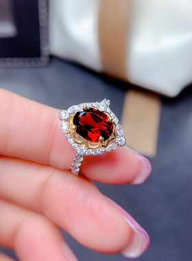 s925纯银 镀18K白金双色 椭圆7*9mm 银托 女戒 戒指 代镶宝石