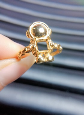 S925银戒指空托倒角长方5*5mm