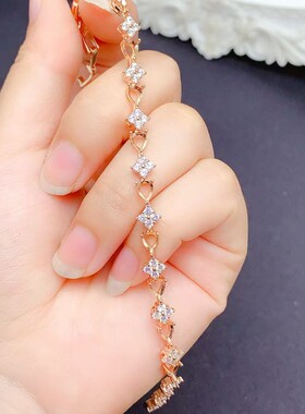 简约S925纯银手链 4*5mm水滴形 银空托 镀白金玫瑰金黄金色 女