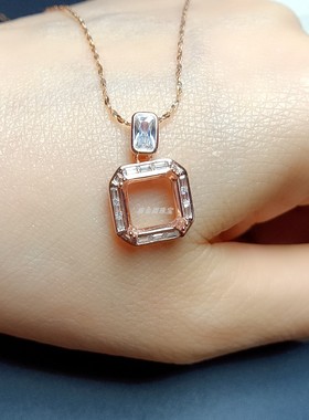 S925银吊坠空托正方倒角8*8mm