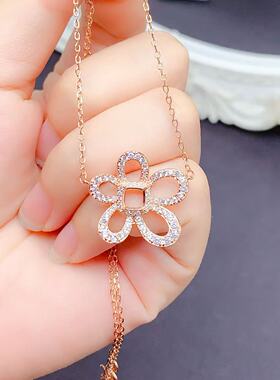 时尚S925银锁骨链 空托 枕形5*5mm 女生 镀白金玫瑰金黄金色