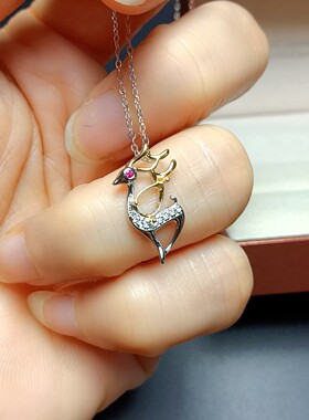 S925银小鹿吊坠空托水滴4*6mm