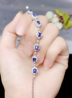 精致款 925纯银镀18K白金玫瑰金 空托3*4/7粒石 银托 手链 女生