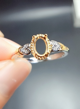 S925银戒指空托椭圆形4*6mm