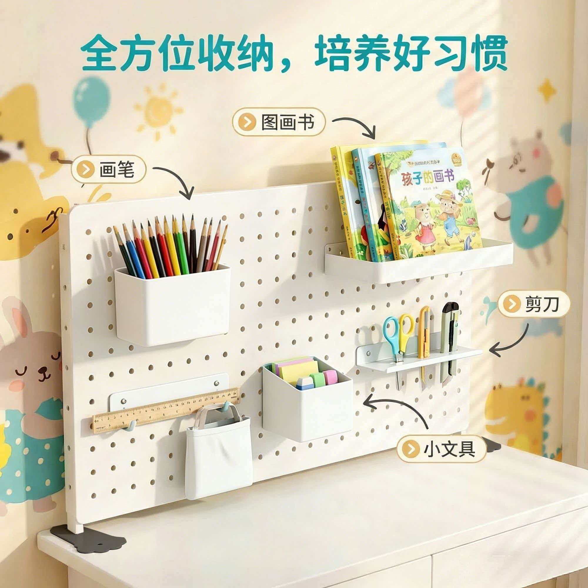 Children's Liftable and No-Punch Metal Perforated Board Rack