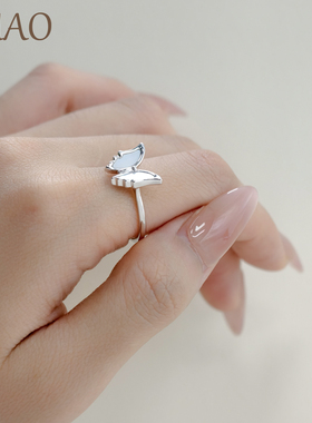 蝴蝶白贝戒指女款纯洁大方优雅款原创设计新中式高级好看首饰