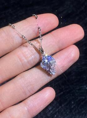 欧美S925纯银莫桑钻项链 超闪水滴设计感吊坠1克拉莫桑石项链