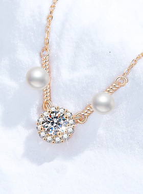 S925纯银项链莫桑石天然淡水珍珠吊坠小众设计高级感莫桑钻项链