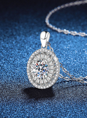 s925纯银项链璀璨莫桑石鸽子蛋吊坠1克拉D色莫桑钻石项链女