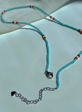 民族风波西米亚风锁骨链叠戴糖果色多巴胺小众项链