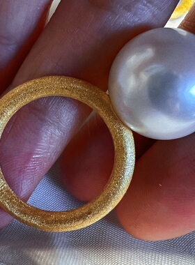 925银16mm人造珍珠戒指简约时尚百搭款