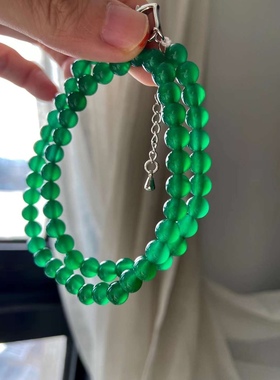 天然起光绿玉髓百搭复古项链