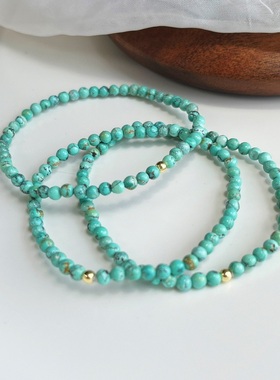 天然无优化无染色无灌胶原矿绿松石夏日小手链简约时尚百搭款