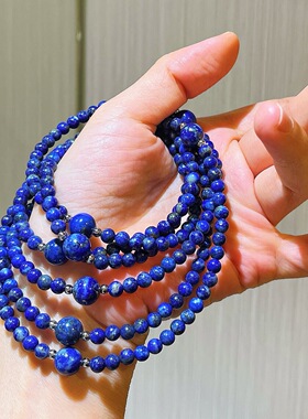 复古高品质青金石设计感长款多种戴法项链锁骨链毛衣链