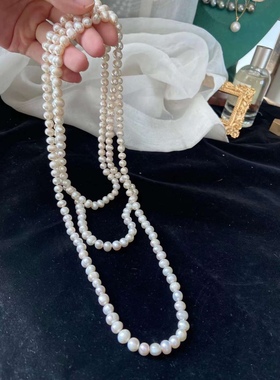 7-8mm天然淡水珍珠种戴法毛衣链