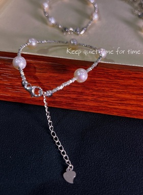 925银碎银子配上天然7mm左右基本无瑕天然珍珠满天星手链