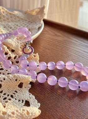 紫罗兰石英岩玉项链小众神秘紫色锁骨链女