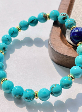 8mm复古设计感蒙松天然青金石手串手链