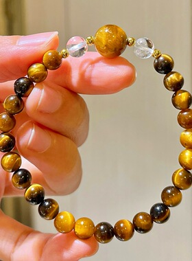 复古秋冬美拉德天然虎眼石手链项链套装