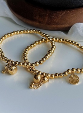 葫芦加福牌钛钢手链ins小众福牌女韩森系手链