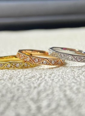 格家拉夫高版本925银CNC镶钻菱形戒指时尚轻奢风满钻男女情侣对戒