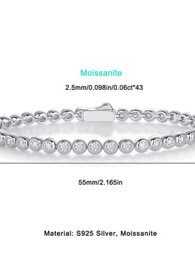 S925银莫桑石泡泡网球手链时尚流行男女士单排单拍手链女