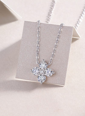 培育钻石S925纯银吊坠女经典现货 一克拉项链女锁骨链项链