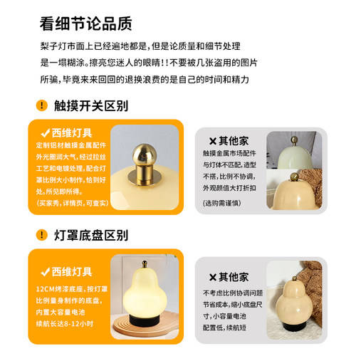 中古法式奶油风梨子氛围台灯卧室床头灯高级感主卧浪漫柜台小夜灯 - 图3