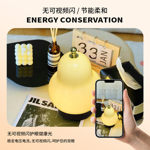 中古法式奶油风梨子氛围台灯卧室床头灯高级感主卧浪漫柜台小夜灯 - 图1