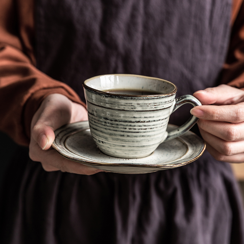 复古陶瓷咖啡杯碟套装创意杯子碟子牛奶杯茶水杯早餐杯美式马克杯