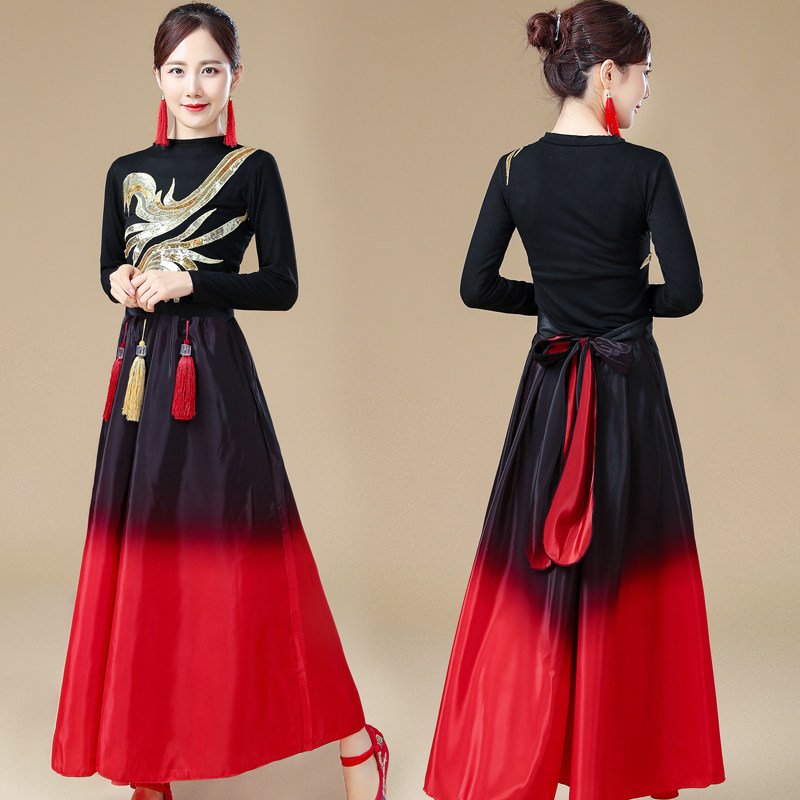 金色珠片民族风中国脊梁舞蹈服古典书简舞演出服中国风广场舞服饰,淘宝优惠券,粉丝福利购,淘宝优惠卷