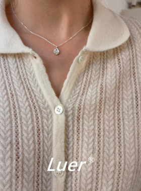 熔岩细版通体925银锆石锁骨链