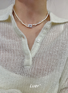 原创重工镶钻天然小米珍珠纯银