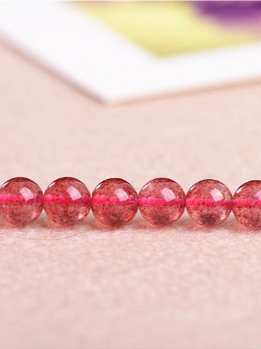 天然草莓晶散珠DIY饰品配件手工手链水晶串珠材料包粉晶珠子编织 - 图0