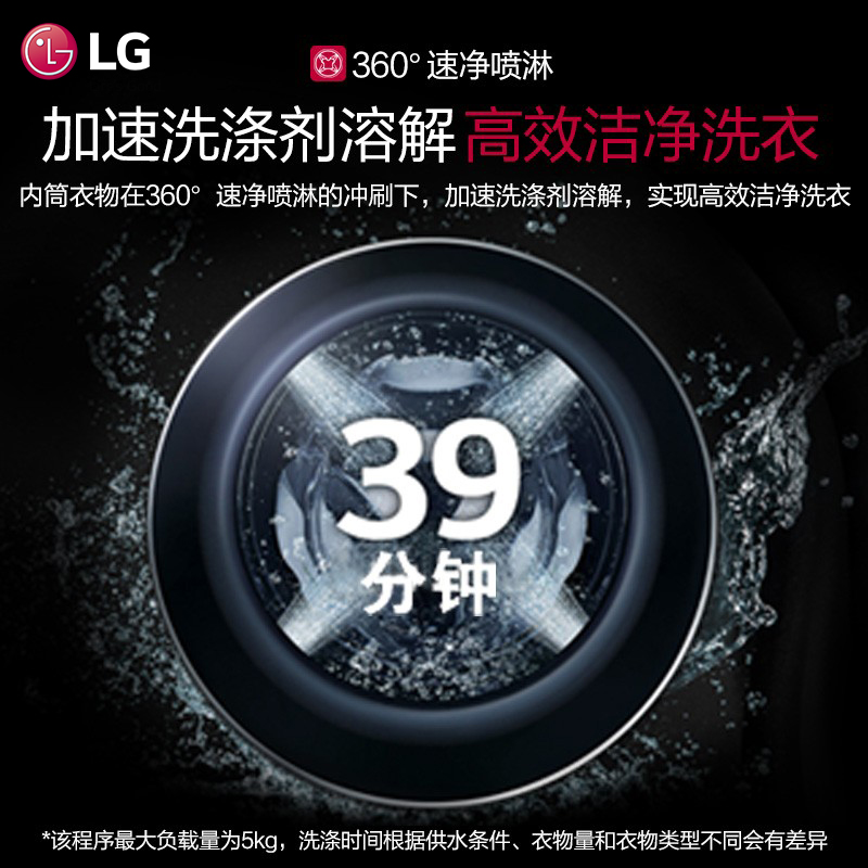 【360°速净喷淋】LG 11kg滚筒全自动洗衣机蒸汽除菌直驱11G4M - 图0