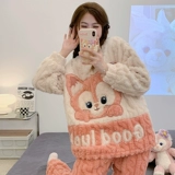 Осенняя демисезонная коралловая бархатная пижама, милый фланелевый комплект, домашняя одежда, коллекция 2023, увеличенная толщина