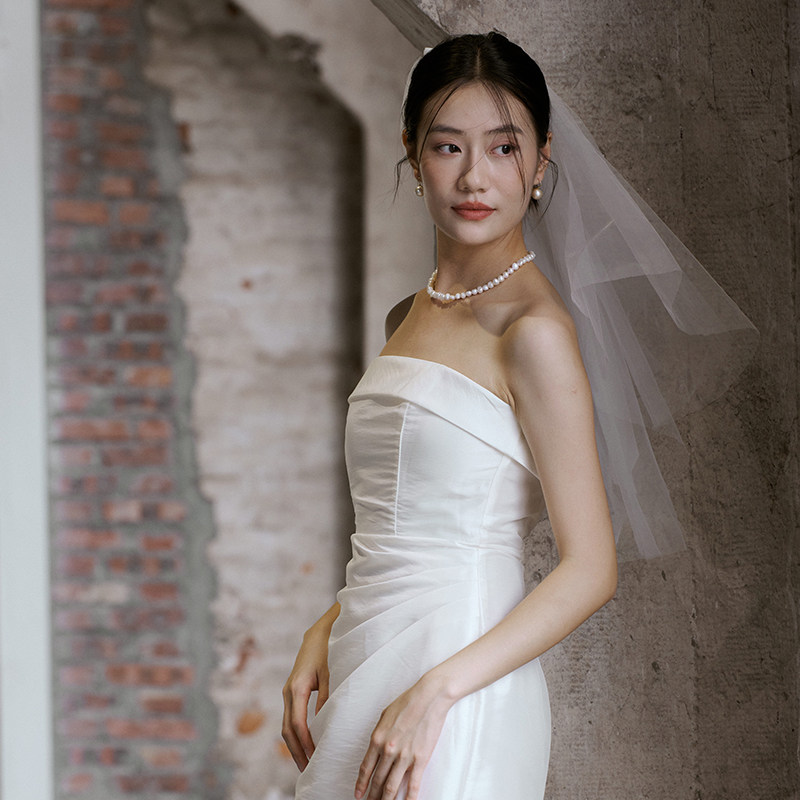 之既抹胸晨袍白色绸缎礼服领证白裙个性连衣裙可拆卸蝴蝶结订婚用,淘宝优惠券,粉丝福利购,淘宝优惠卷