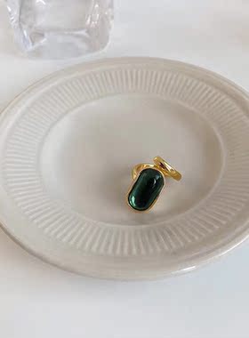 绿色仿宝石戒指开口戒指环