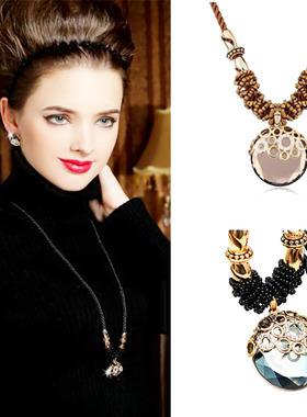 韩国饰品水晶挂件网红同款毛衣链