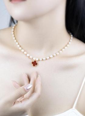 leqiyuan项链红玛瑙珍珠女轻奢